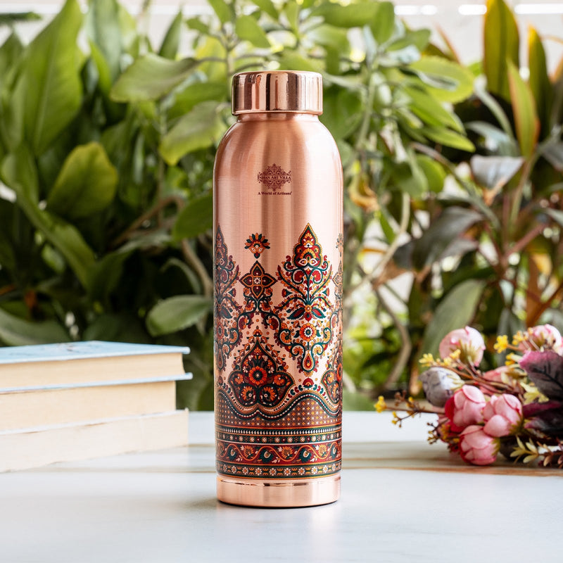 Pure Copper Kalakriti Madhubani Printed Bottle – 940 ML