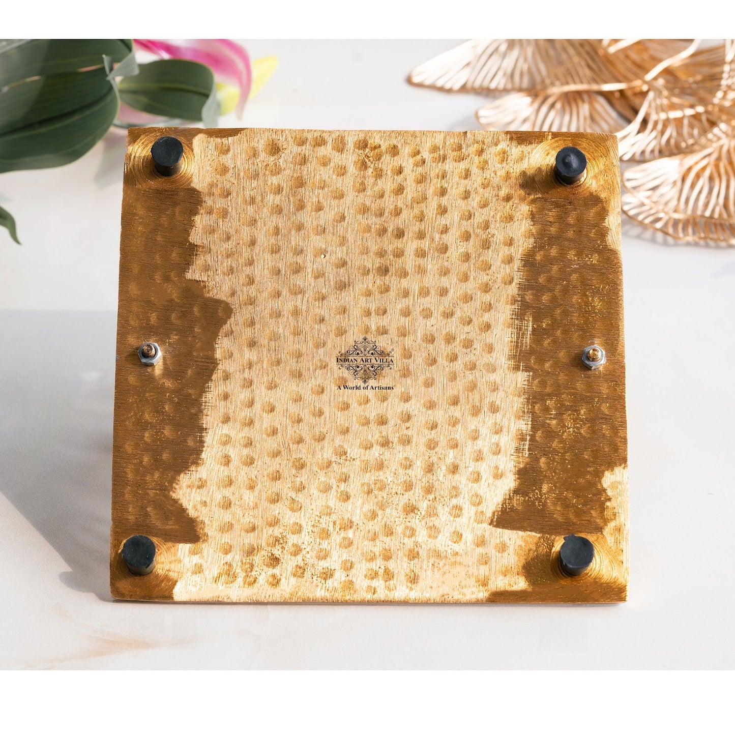 Gold Finish Hammered Design Napkin Holder with Lady Design – Elegant Table Organizer for Dining