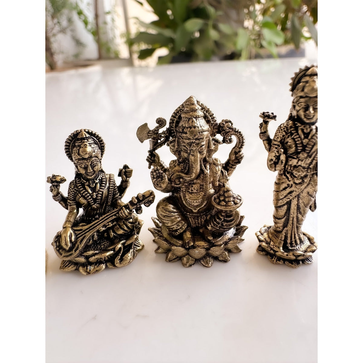 Pure Brass Miniature Hindu God Murti Combo Set for Home Temple & Pooja Decor
