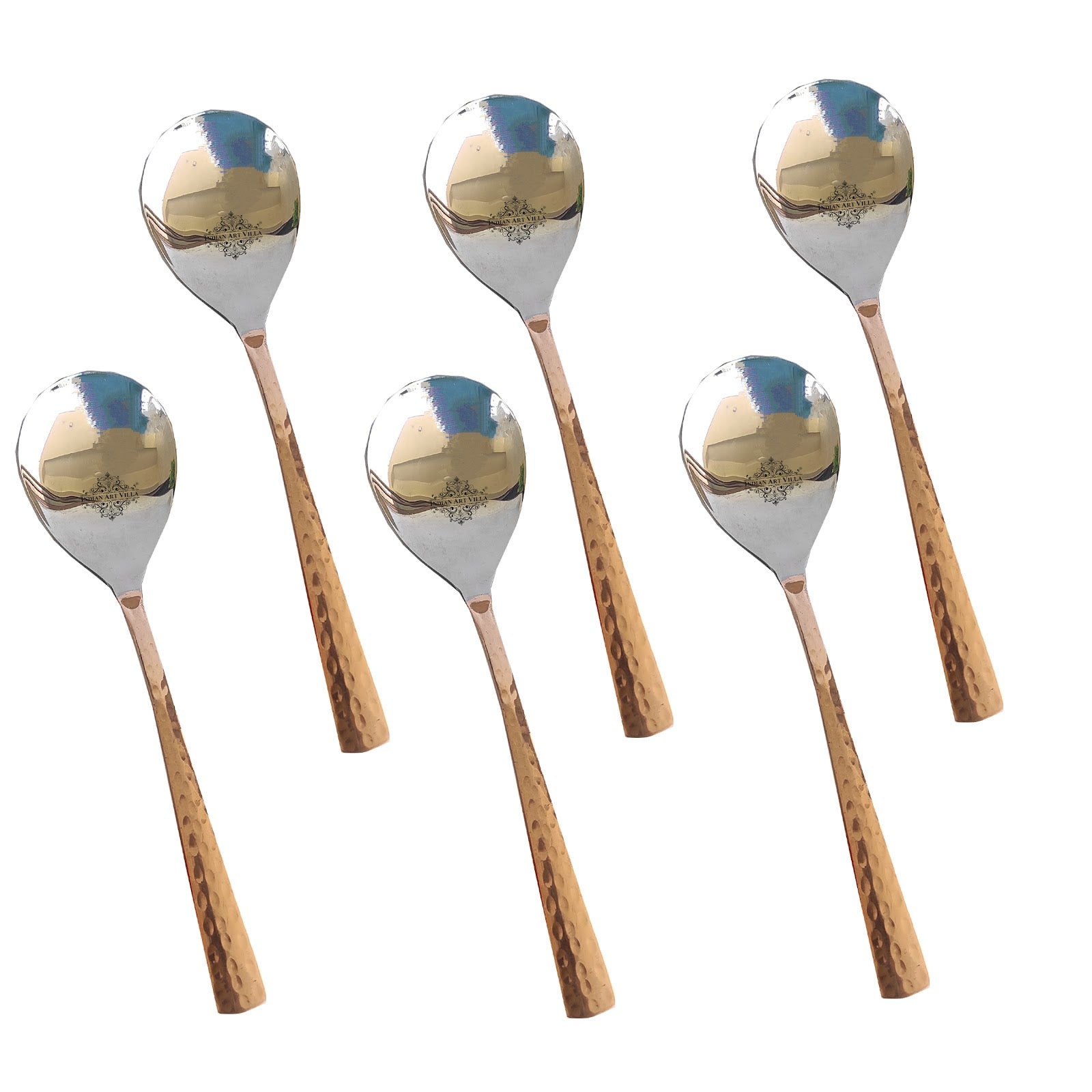 Steel Copper Handmade Hammered Design Serving Spoon