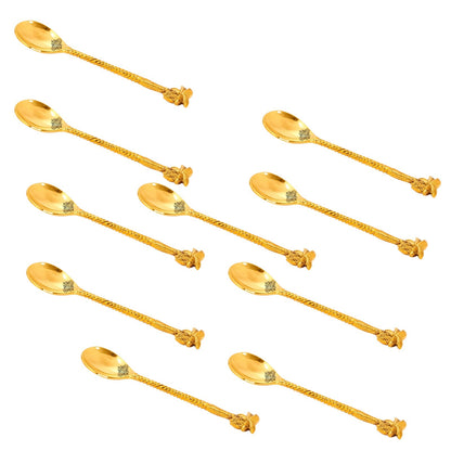 Brass Designer Spoon, Tree Design, Flatware, Gold