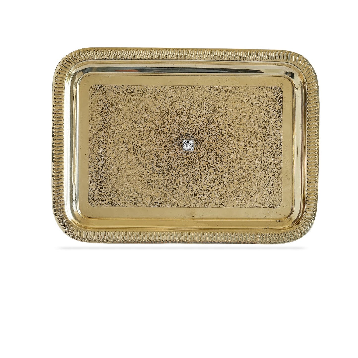 Brass Embossed Design Tray with beautiful Edges, Serveware, Tableware