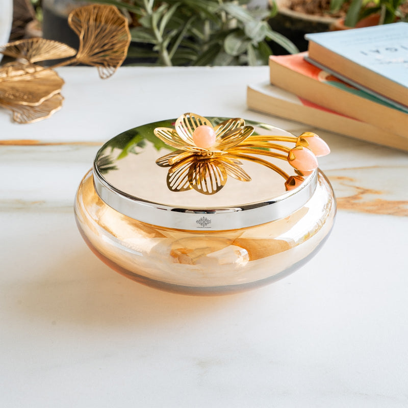 Glass Bowl with Steel Lid & Velvet Gift Box - 1350 ML