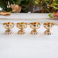 Brass Kamal Jyoti Diya Set of 4 - Lotus Design Oil Lamps