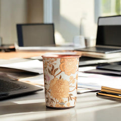 Pure Copper Gold Flower Print Glass – 275 ML