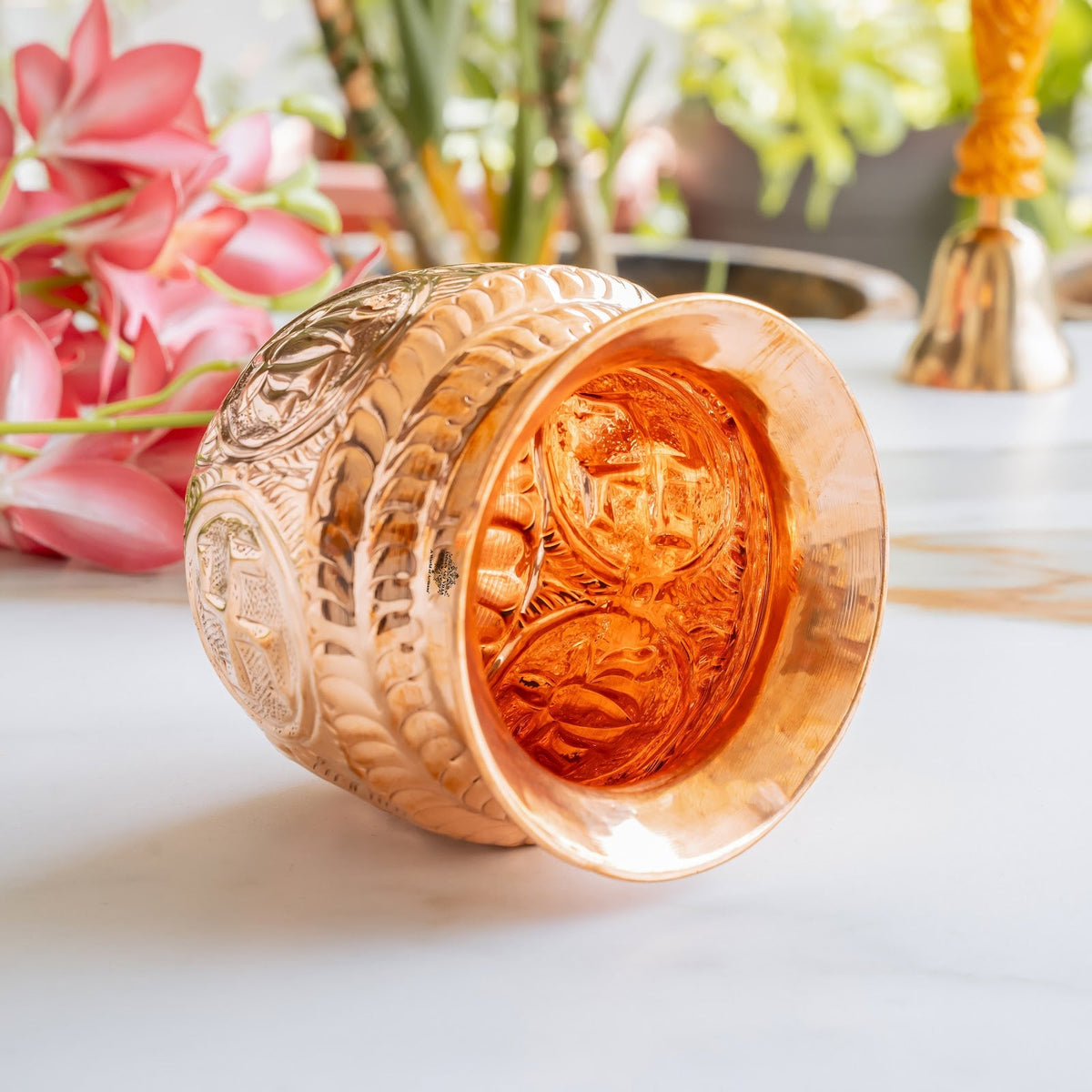 Pure Copper Lota with Om Design For Pooja - 700 ML