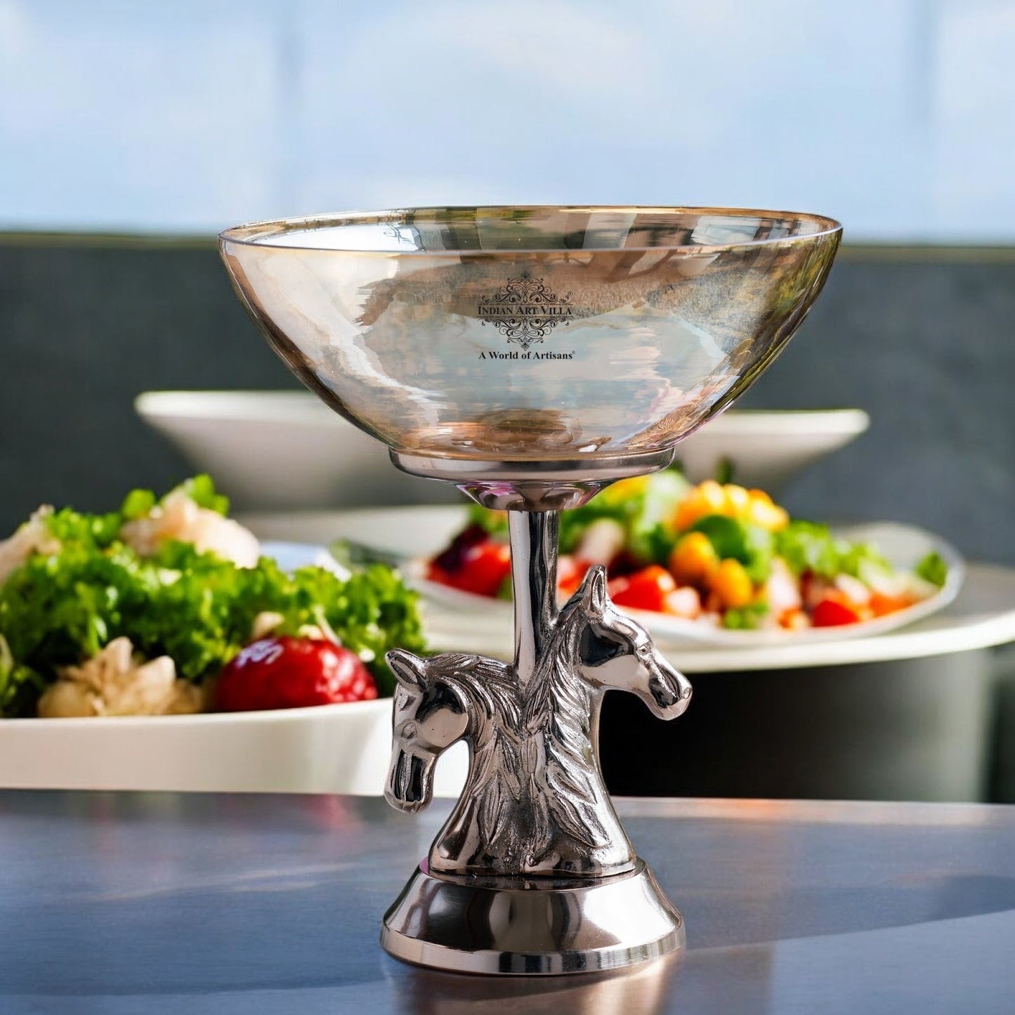 Antique Decorative Bowl with Horse Design Pedestal, Fruit Bowl, Snack Server, Centerpiece Dish, Home & Table Decor