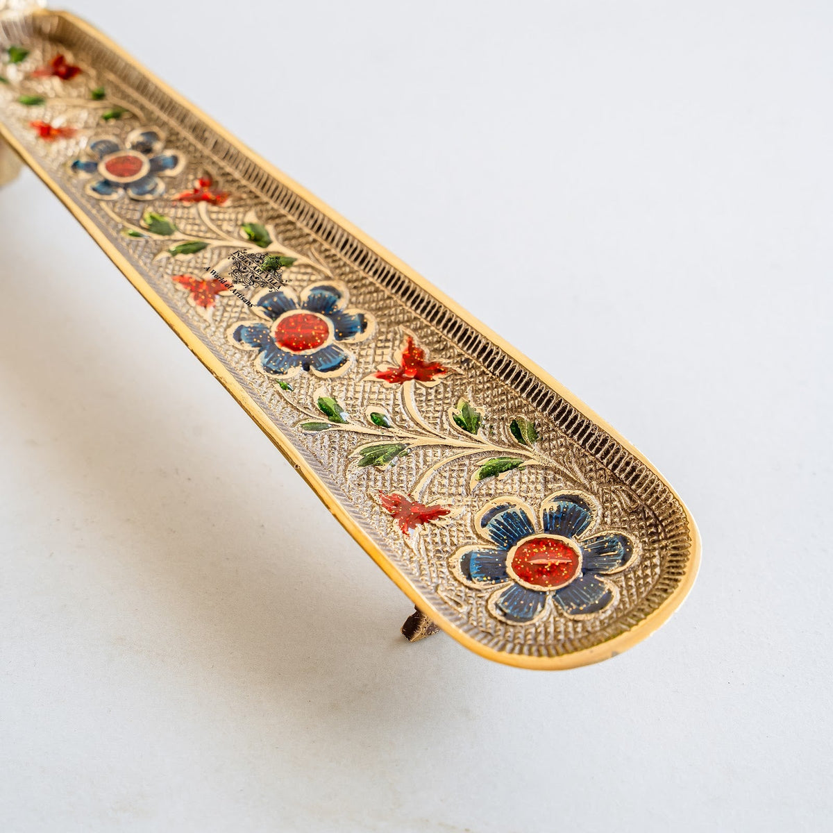 Pure Brass Agardan With Peacock Design Incense Holder - 26.16 cm
