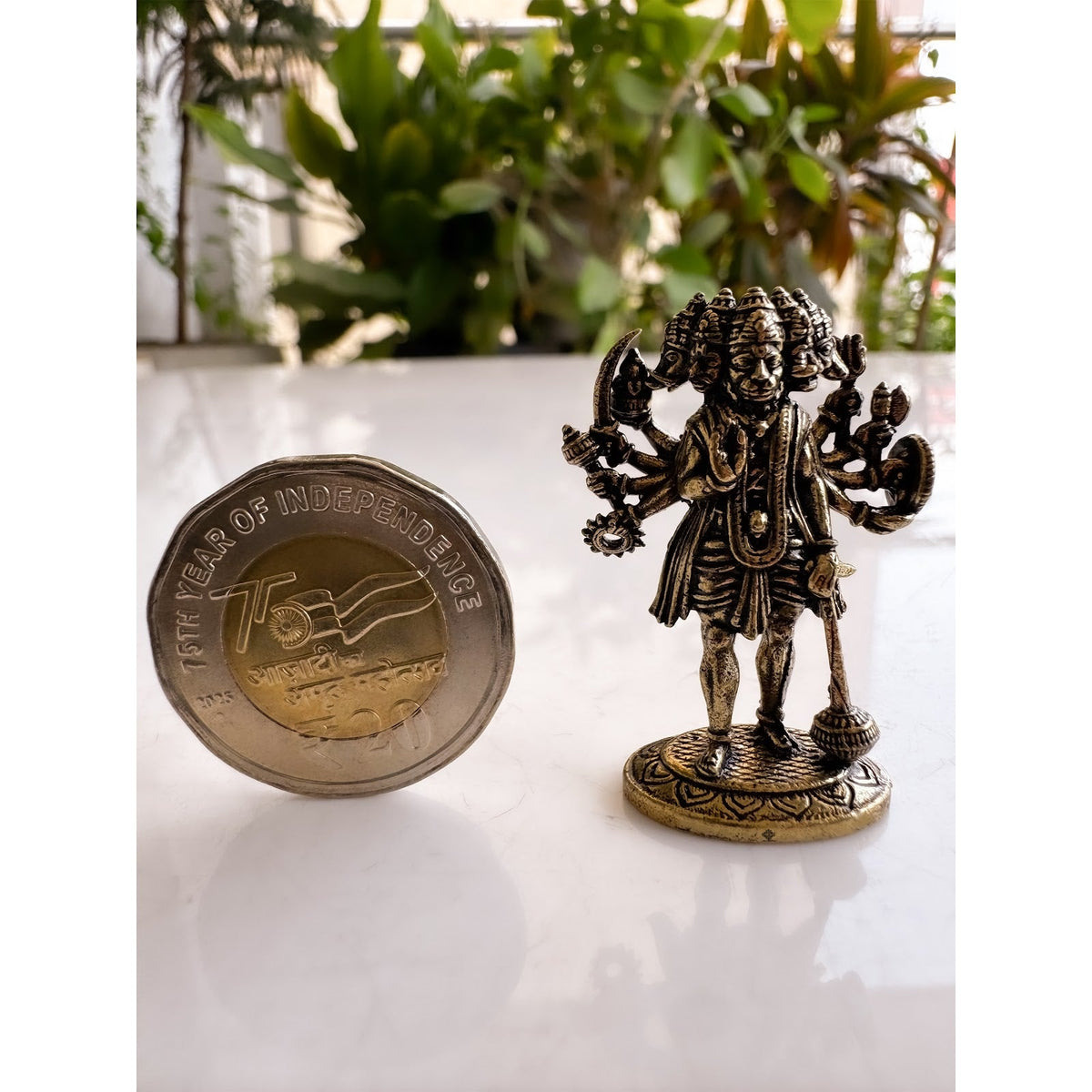 Pure Brass Miniature Panch Mukhi Hanuman Ji Murti - 4 cm