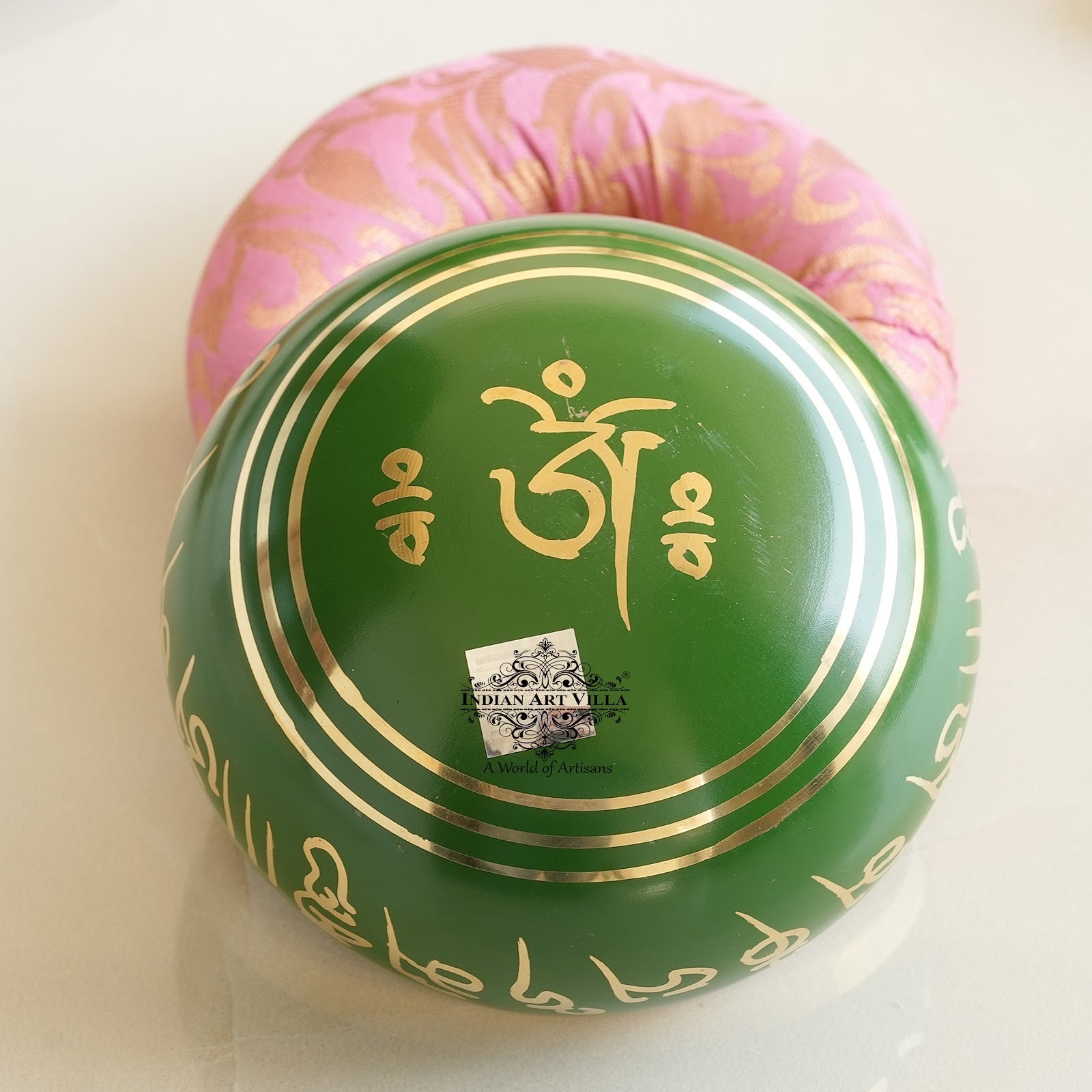 Pure Brass Green Designer Tibetan Singing Bowl, Home Decor, Accessories