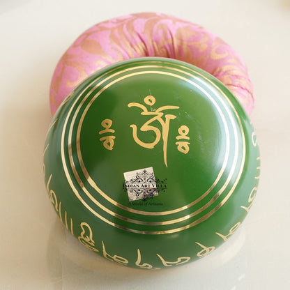 Pure Brass Green Designer Tibetan Singing Bowl, Home Decor, Accessories