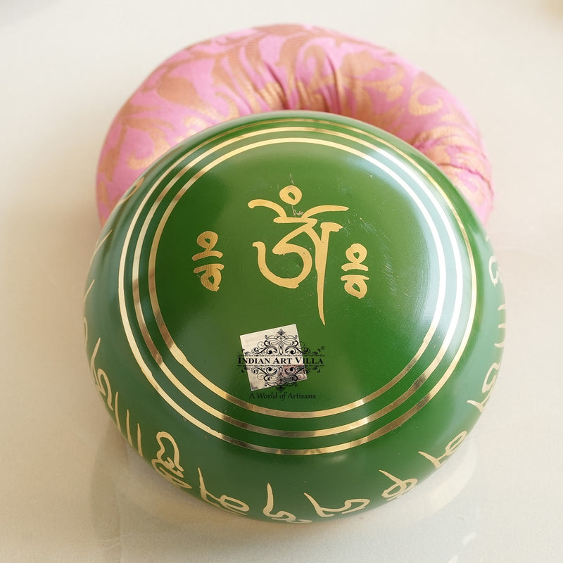 Pure Brass Green Designer Tibetan Singing Bowl, Home Decor, Accessories