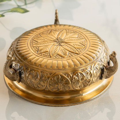 Brass Urli with Elephant Trunk and Embossed Design