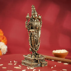 Brass Tirupati Balaji Murti Idol - Idol of Lord Venkateswara - 10.16cm