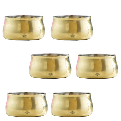 Handmade Pure Steel Brass Curved Katori / Bowl, Dinnerware, Serveware, Volume- 150ml