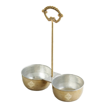 Handcrafted Pure Brass Hammered Design with Tin Lining, Vegetable Serving, 850 ml