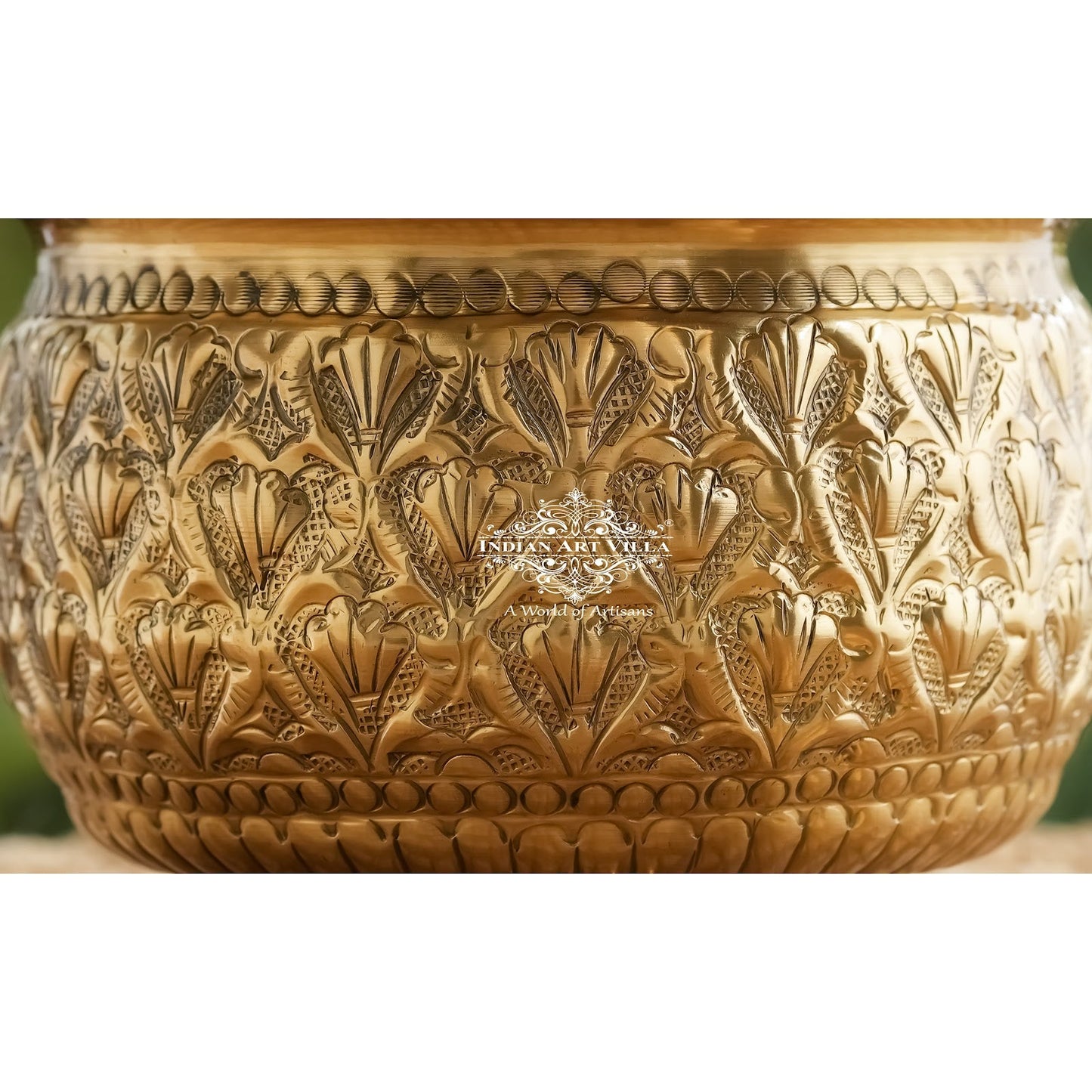 Pure Brass Handcrafted  Dry Fruits Bowl with 3 Legs And Embossed Flower Design