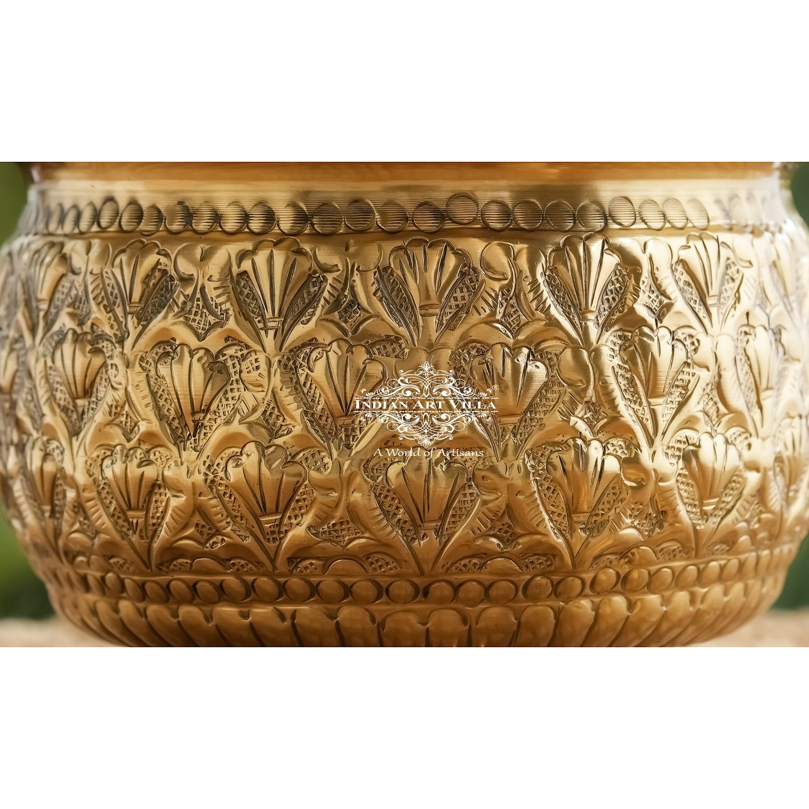 Pure Brass Handcrafted  Dry Fruits Bowl with 3 Legs And Embossed Flower Design