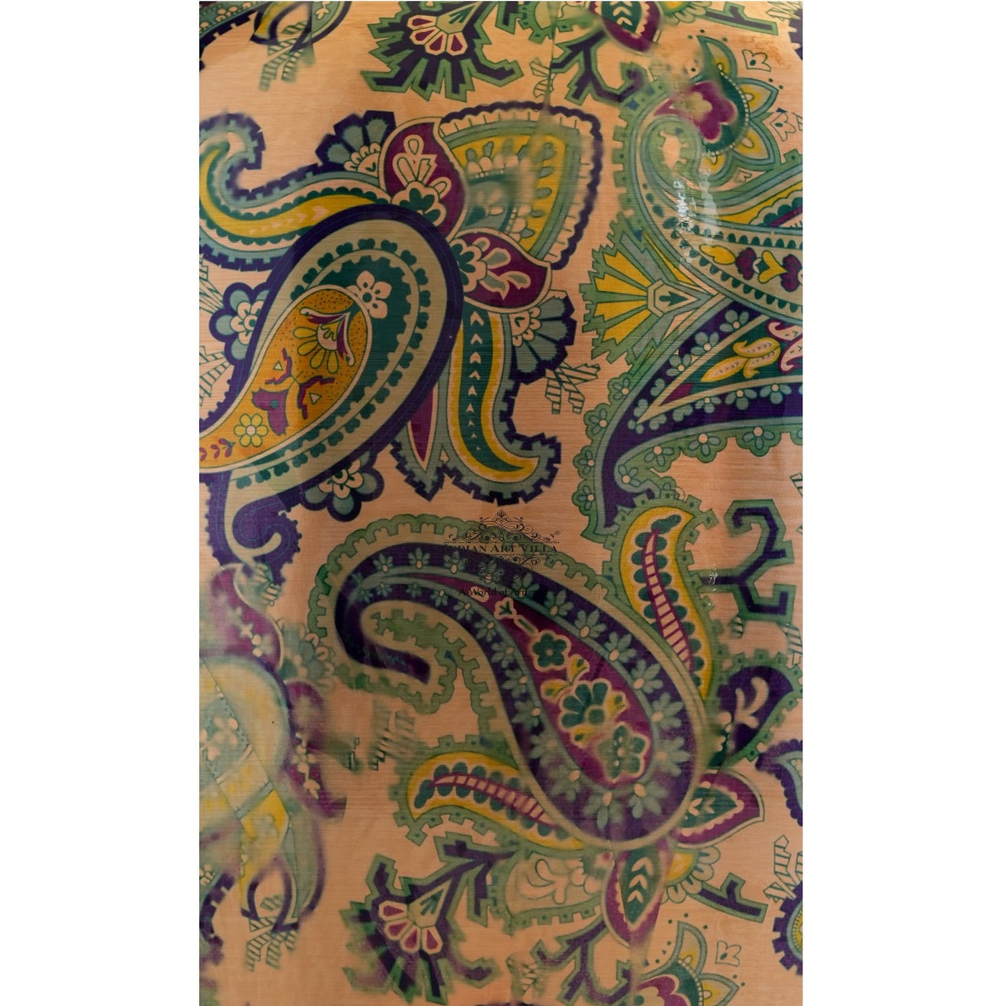 Copper Water Pot/Dispenser/ Matka in Green Paisley Printed Design with Brass Tap,13 Ltr