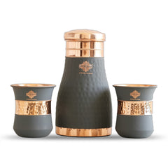 Pure Copper Silk Finished Gift Set Bedroom Bottle with Copper Glass