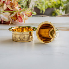 Brass Filter Coffee Dabra Set with Peacock Design
