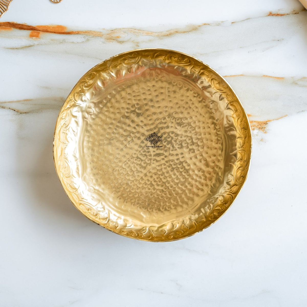 Golden Metal Urli Bowl With Embossed Design