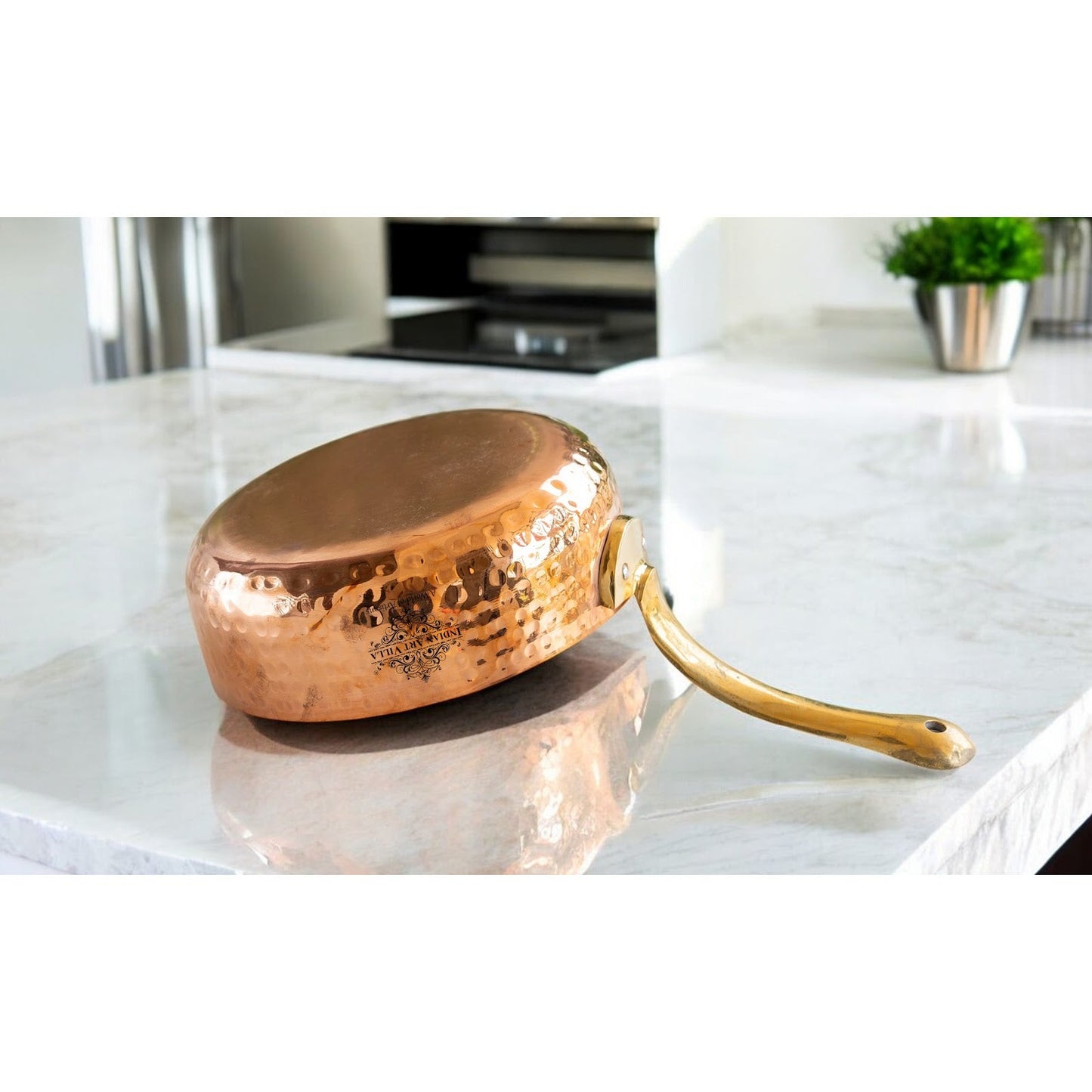 Handcrafted Pure Copper Round Pan with Tin Lining, Serveware, Cookware