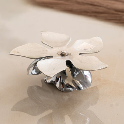 Silver-Plated Lotus Design Candle Stand – Elegant Handcrafted Decor for Festive, Spiritual & Home Ambience – Ideal for Tealight Holding and Table Centerpiece