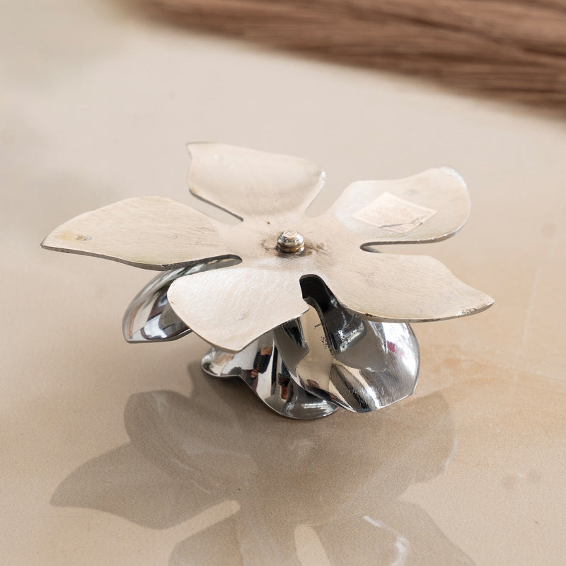 Silver-Plated Lotus Design Candle Stand – Elegant Handcrafted Decor for Festive, Spiritual & Home Ambience – Ideal for Tealight Holding and Table Centerpiece