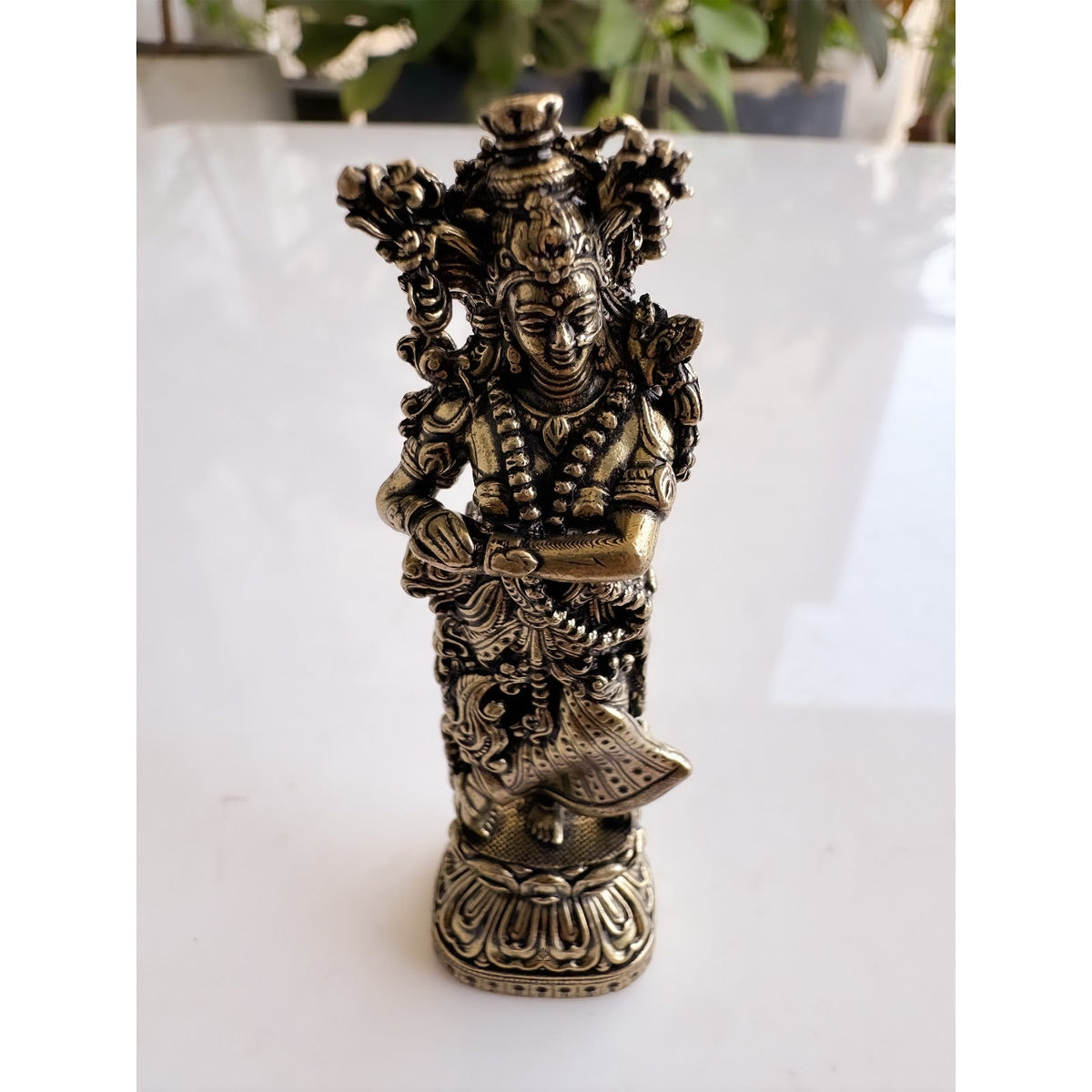 Pure Brass Miniature Handcrafted Radha Ji Idol For Home Mandir - 7.4 cm
