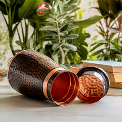 Copper Bedroom Bottle With Dark Hammered Design - 950ml
