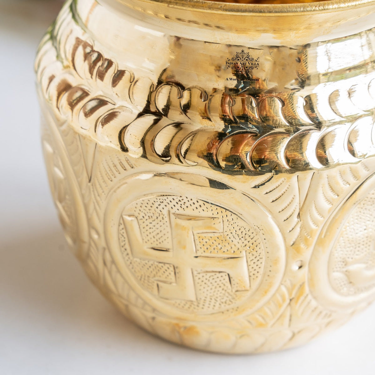 Pure Brass Lota with Swastik & Om Design for Pooja - 1000 ML