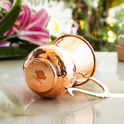 Pure Copper Mathat Shaped Hammered Design Moscow Mule Beer Mug Cup