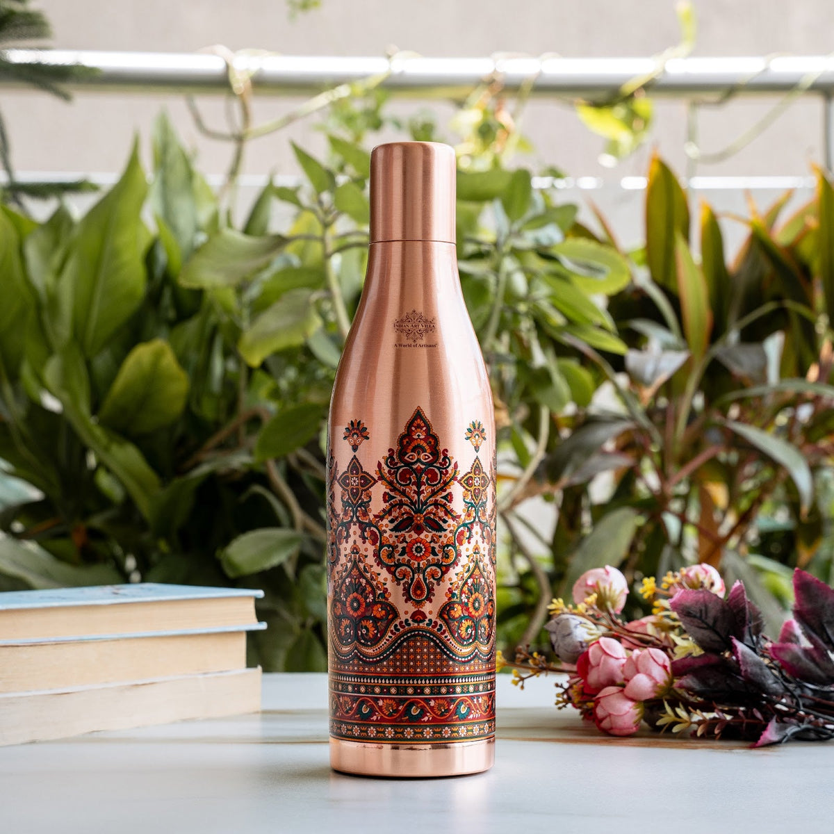Copper Kalakriti Rose Gold Blossom Printed Bottle-1080 ML