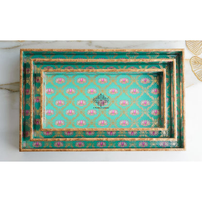 Wooden Tray Set of 3  Handcrafted Multipurpose Decorative Serving Platters