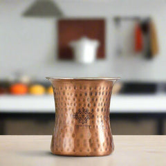 Pure Steel Copper Antique Finish Hammered Curved Design 250 ML