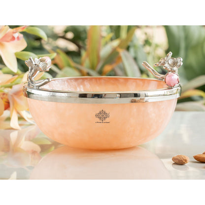 Silver Plated Resin Belgium Pink Decorative Bowl, Elegant Serveware & Home Decor, Perfect for Snacks