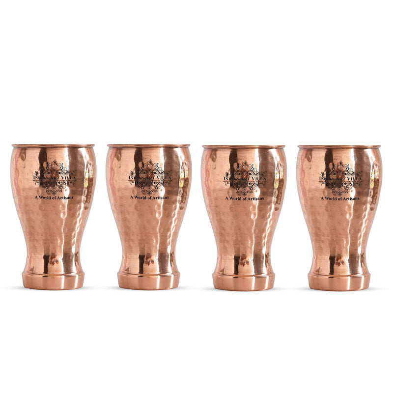 Pure Copper Glass With Half Lecquer Hammered & Shine Design 400 ML