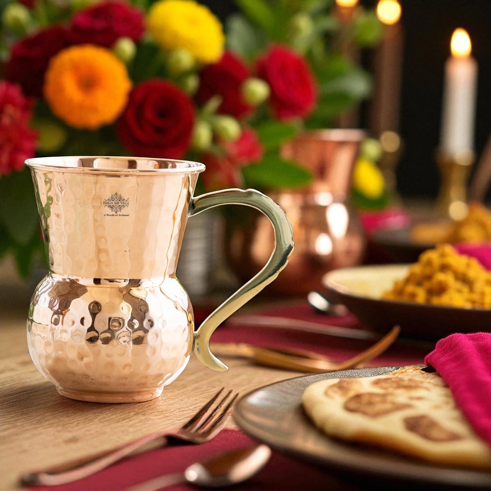 Pure Copper Mathat Shaped Hammered Design Moscow Mule Beer Mug Cup