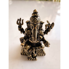 Pure Brass Miniature Handcrafted Lord Ganesha Idol for Home Mandir - 3.30 cm