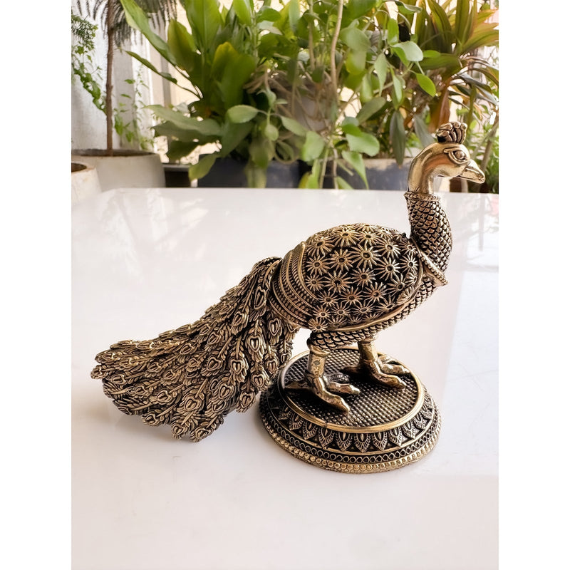 Brass Peacock Statue- 10.16 cm