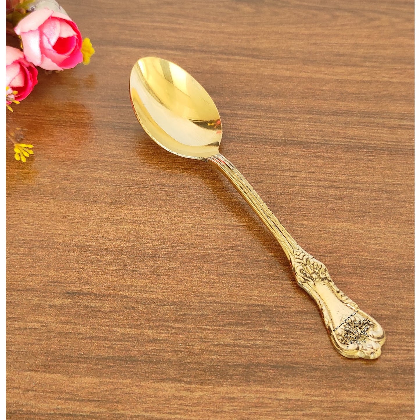 Handmade Pure Brass Designer Spoon, Dinnerware, Tableware For Home | Hotel | Restaurant