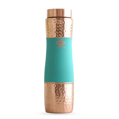 Pure Copper Bottle with Half Hammered and Half Silk Finish Color Design