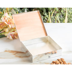 Silver Plated Copper Decorative Box with Ganesh Ji Mantra Design
