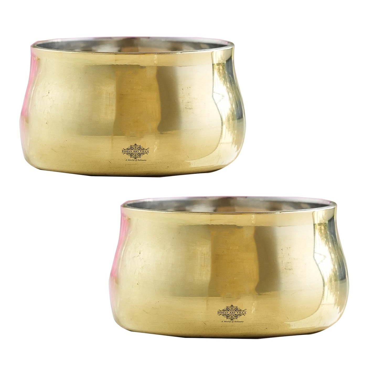 Handmade Pure Steel Brass Curved Katori / Bowl, Dinnerware, Serveware, Volume- 150ml