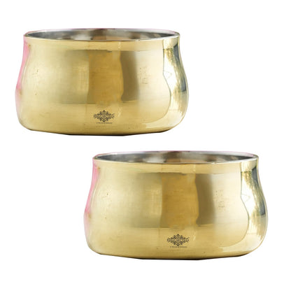 Handmade Pure Steel Brass Curved Katori / Bowl, Dinnerware, Serveware, Volume- 150ml