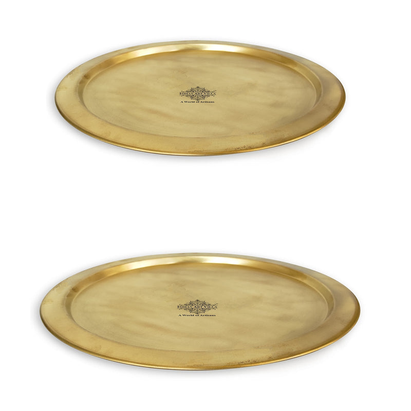Handcrafted Pure Brass Thali | Plate with Matt Finish Design, Tableware, Serveware