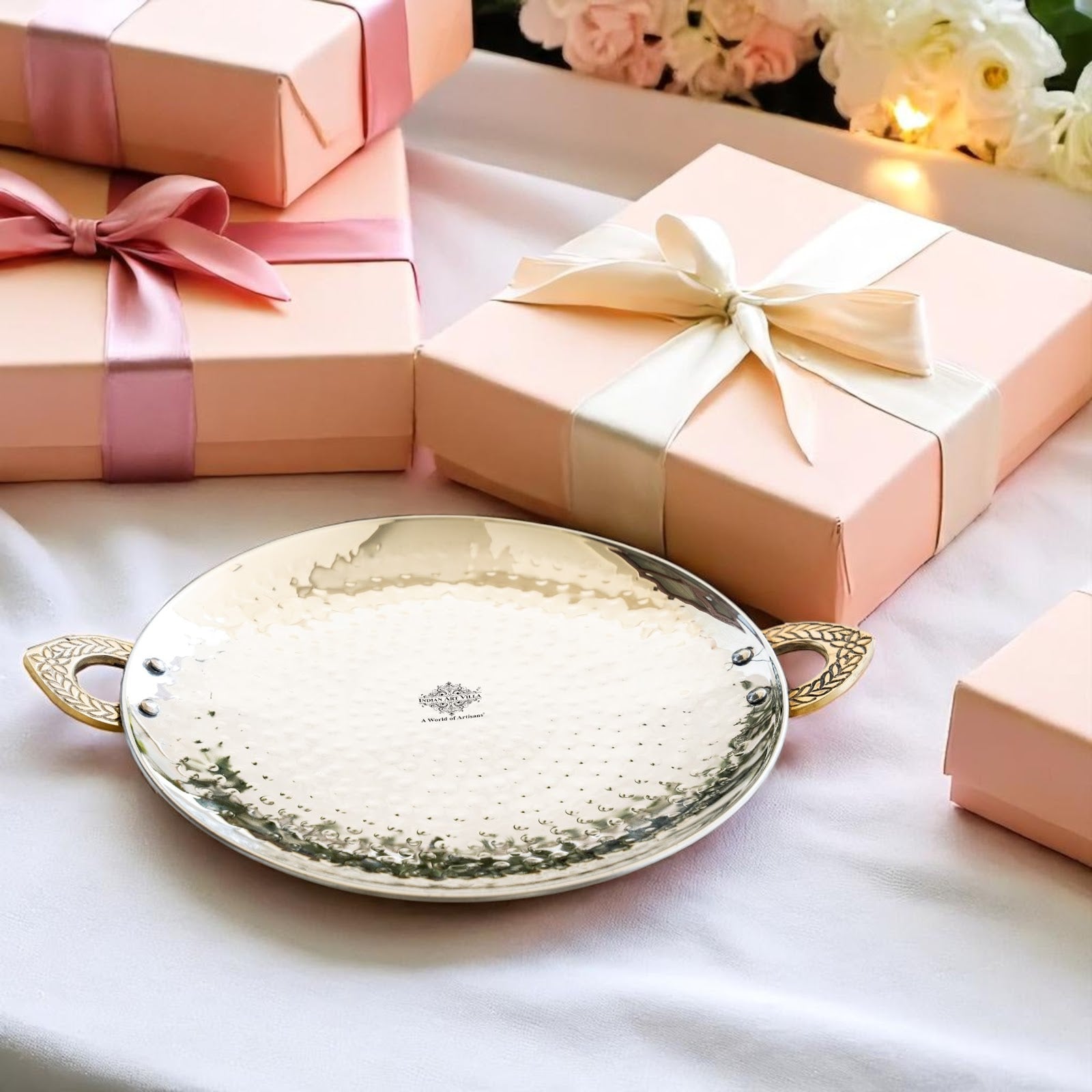 Stainless Steel Hammered Cookware Tawa With Brass Handle