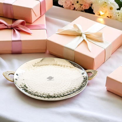 Stainless Steel Hammered Cookware Tawa With Brass Handle