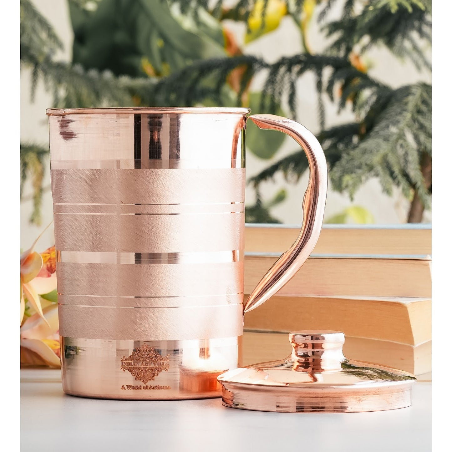 Pure Copper Luxury Design Jug with Lid and Handle – 1700 ML